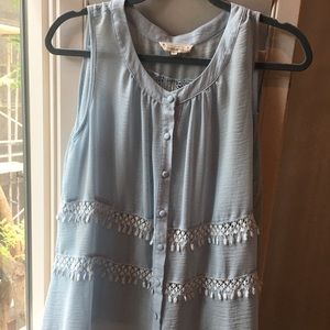 🧡Light blue, semi-sheer sleeveless top